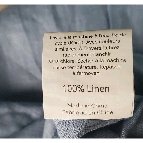 Lintico Womens Shirt Dress Tunic XL Blue 100% Linen Dillon Lagenlook Hand Button - Picture 7 of 12